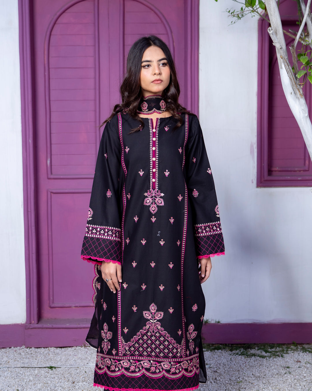 Black 3pc Embroidery Dress