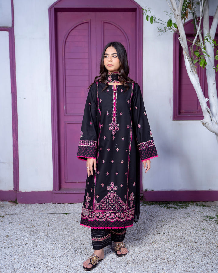 Black 3pc Embroidery Dress