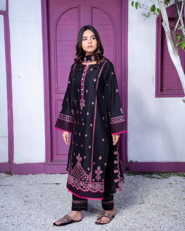 Black 3pc Embroidery Dress