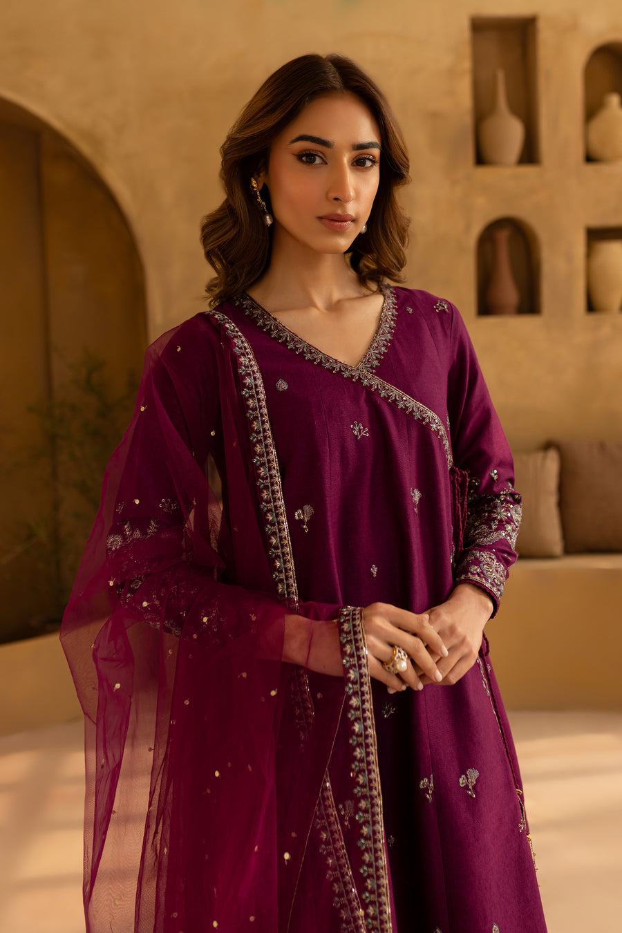 Purple 3Pc Embroidered Lawn Suit