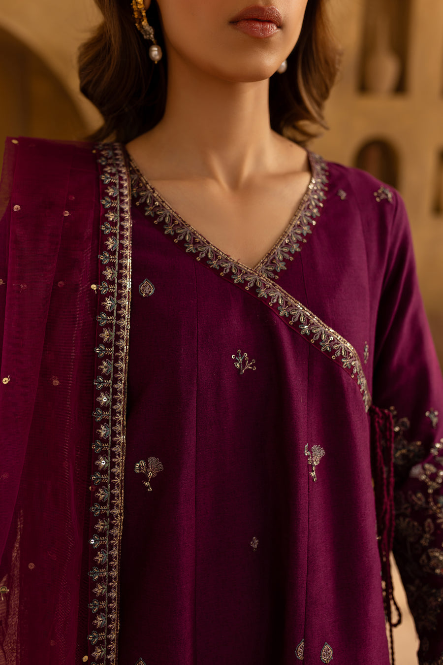 Purple 3Pc Embroidered Lawn Suit