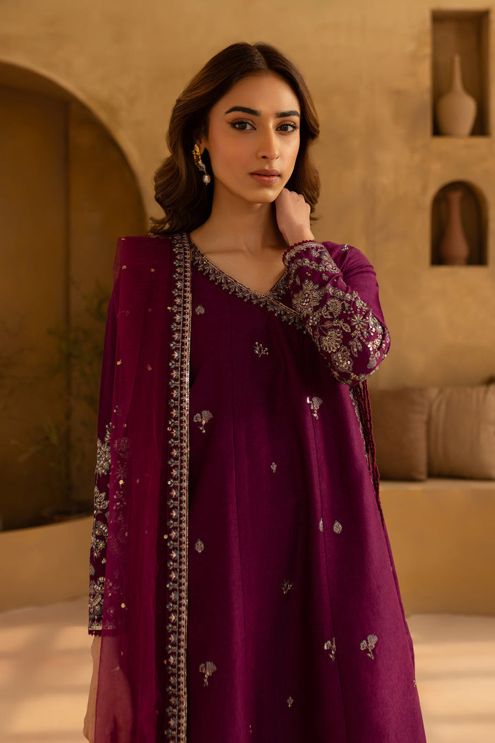 Purple 3Pc Embroidered Lawn Suit