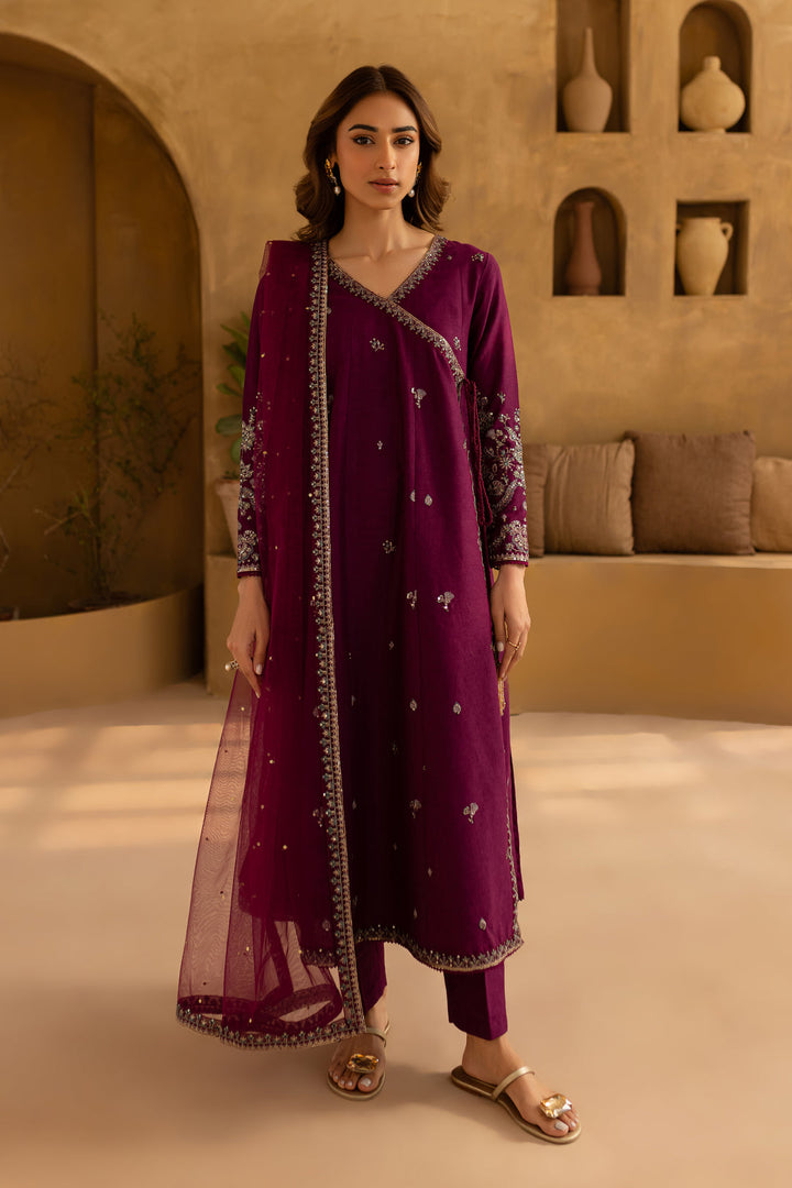 Purple 3Pc Embroidered Lawn Suit