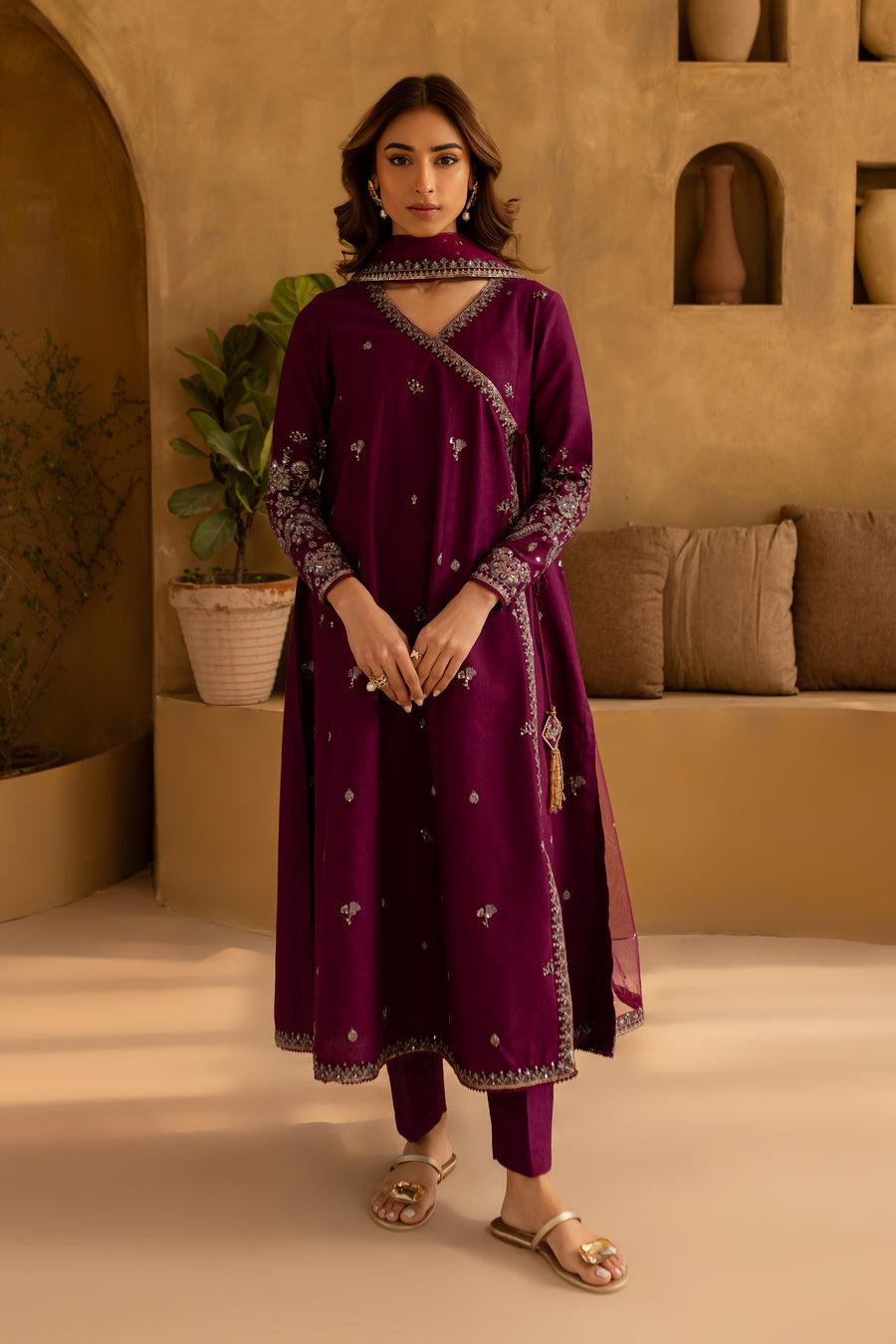 Purple 3Pc Embroidered Lawn Suit