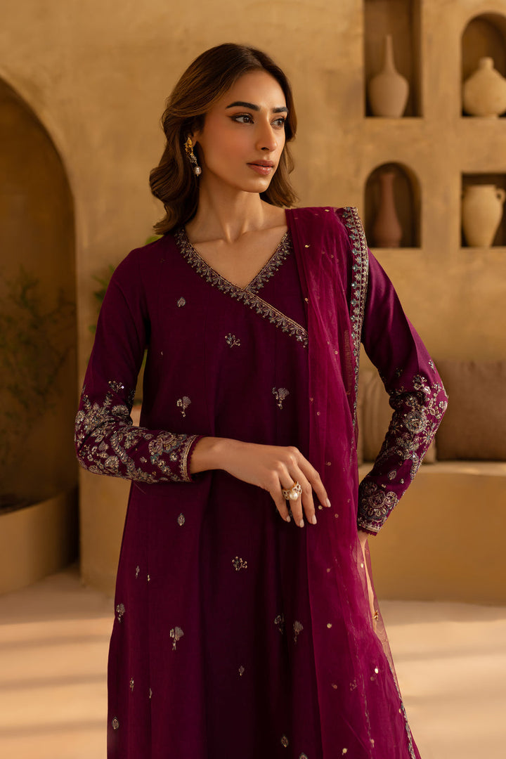 Purple 3Pc Embroidered Lawn Suit