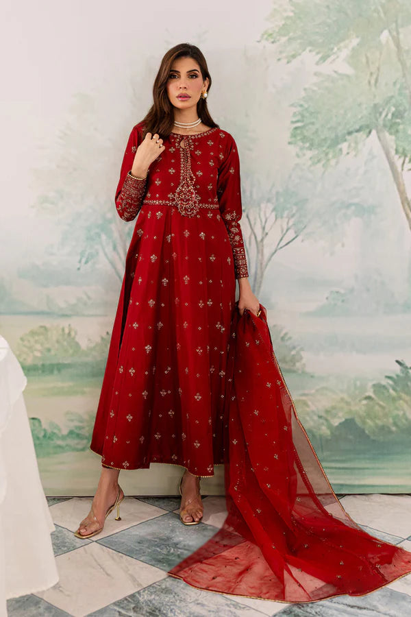 Best Selling  Red Gull3Pc Embroidered  Lawn Dress