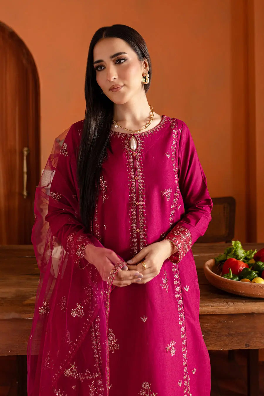 Pink Jam 3Pc Embroidered Lawn Dress