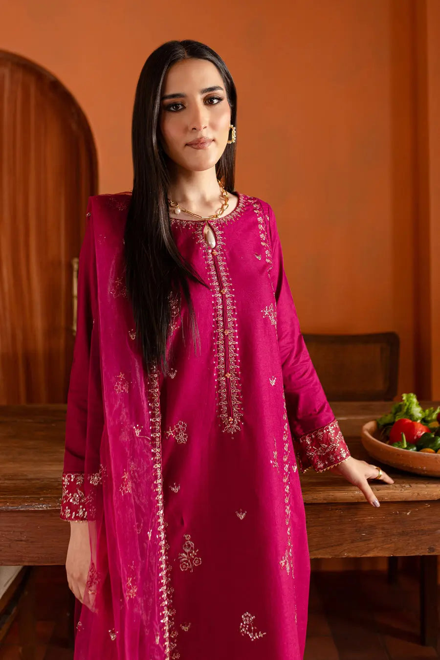 Pink Jam 3Pc Embroidered Lawn Dress