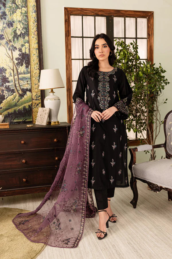 Black Rose 3Pc - Embroidered Lawn Dress