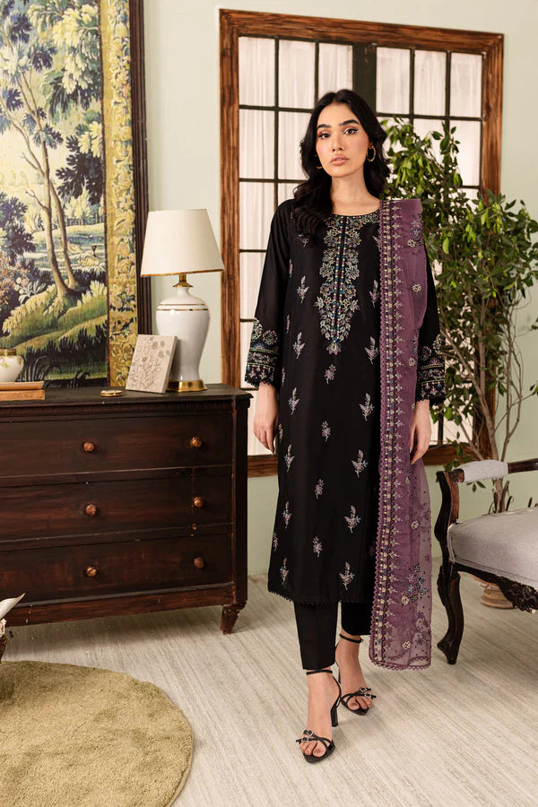 Black Rose 3Pc - Embroidered Lawn Dress