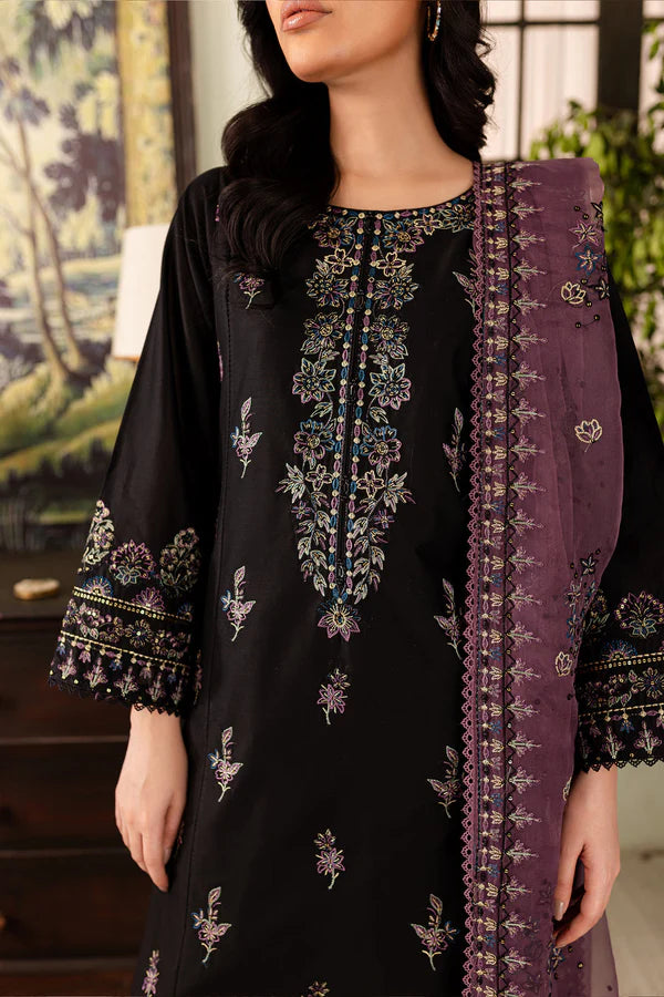 Black Rose 3Pc - Embroidered Lawn Dress