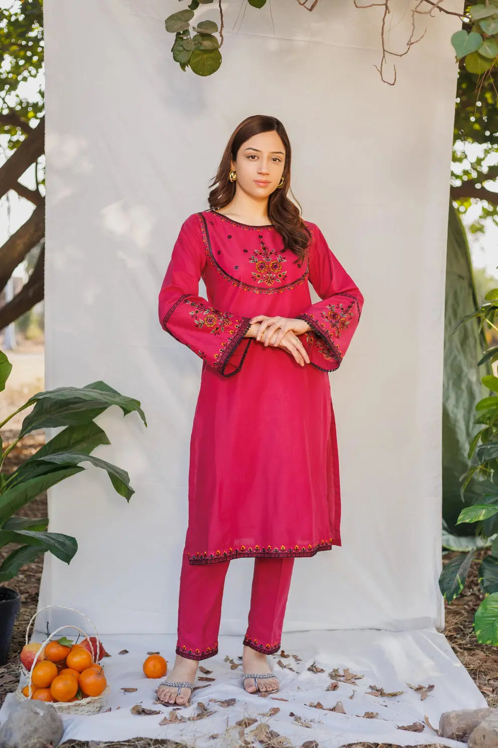 cherry- Luxury Embroidered 2PC Lawn Dress