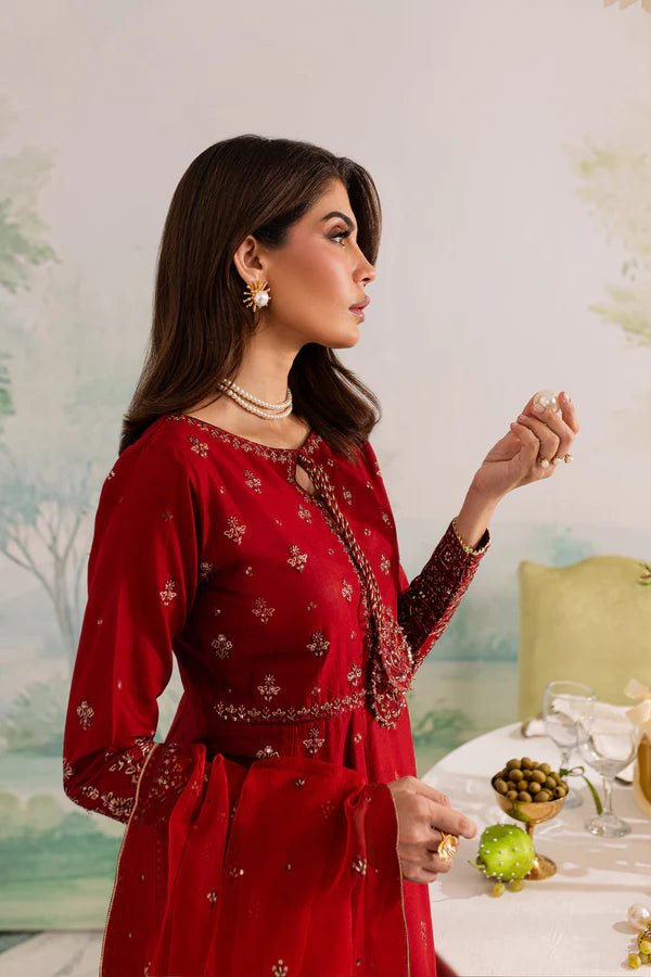 Best Selling  Red Gull3Pc Embroidered  Lawn Dress