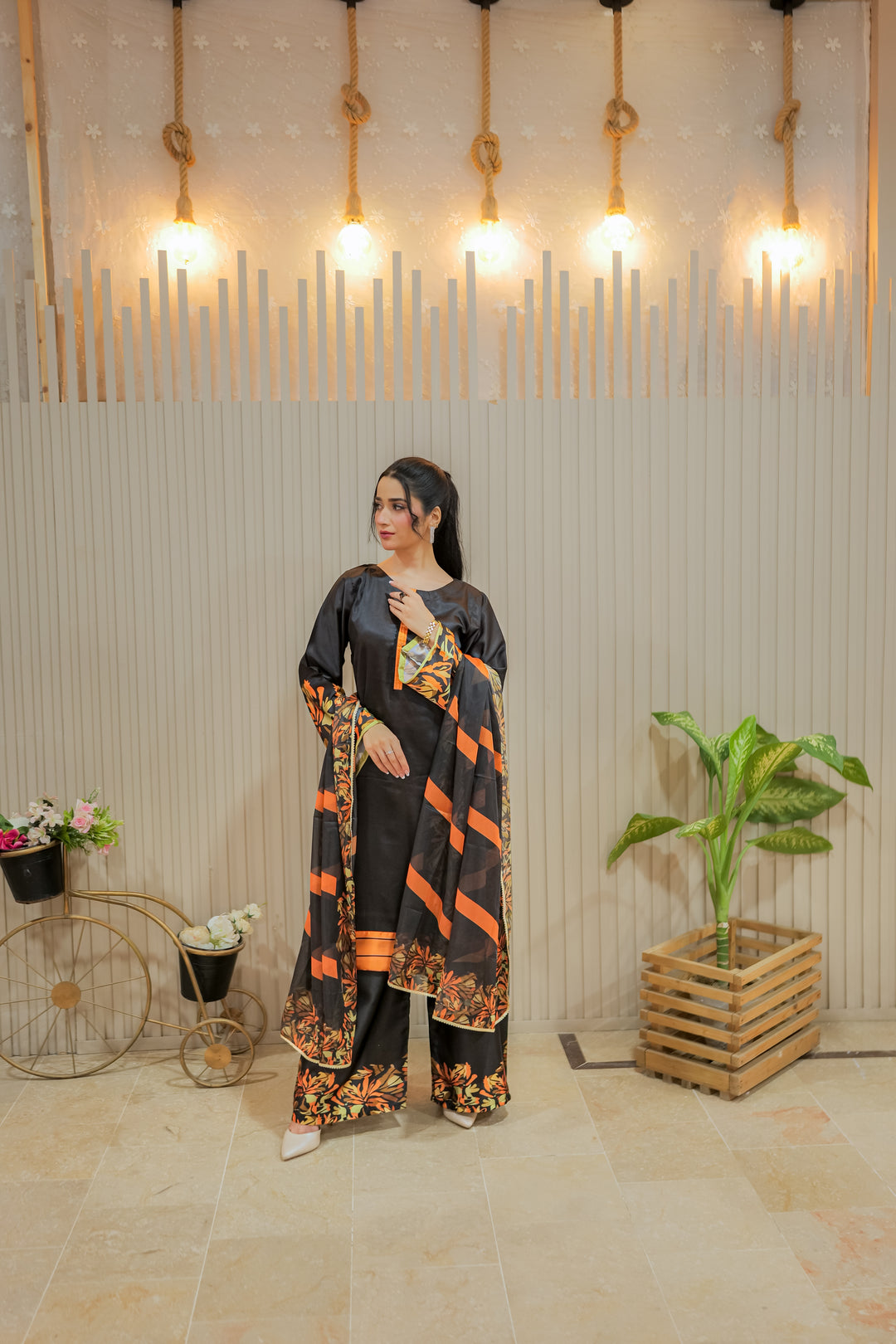 Charcoal Flame Printed Dress