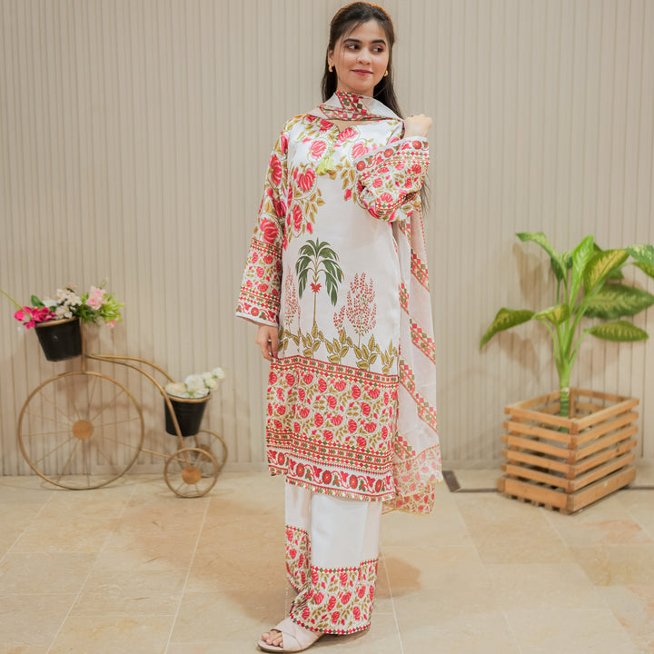 Ivory Bloom Printed Dress