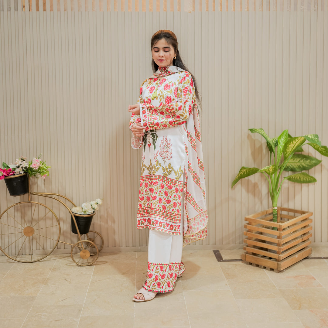 Ivory Bloom Printed Dress