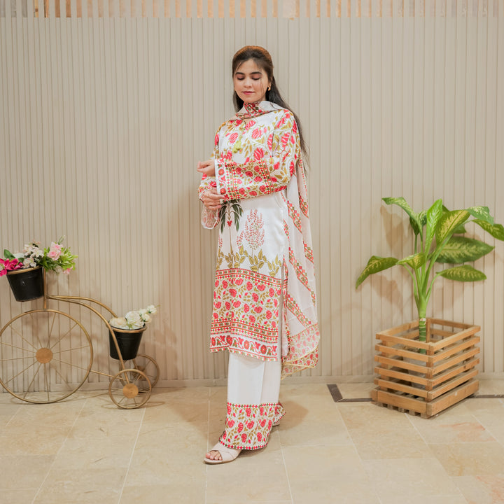 Ivory Bloom Printed Dress