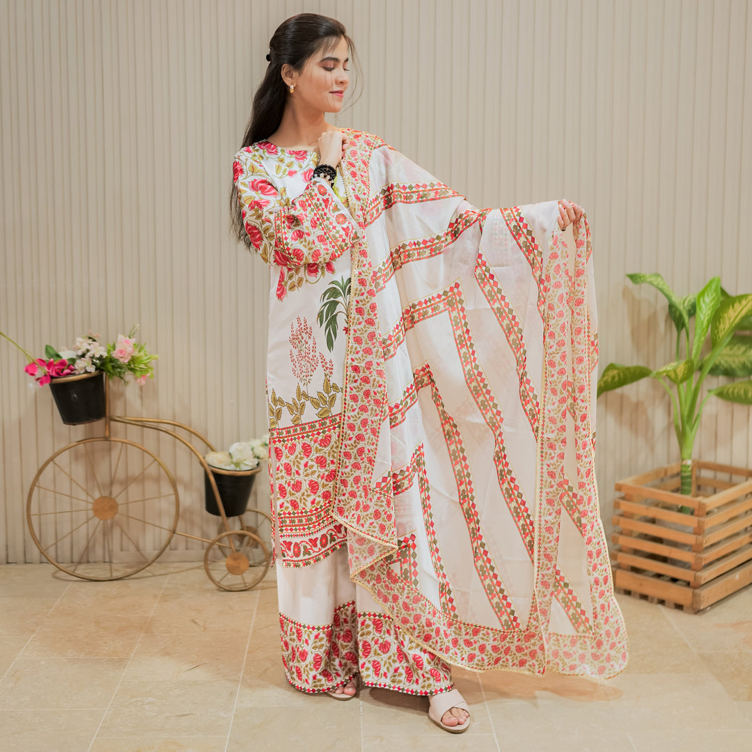 Ivory Bloom Printed Dress