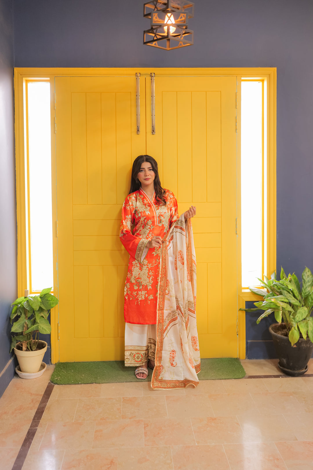 Tangerine Glow Printed Dress