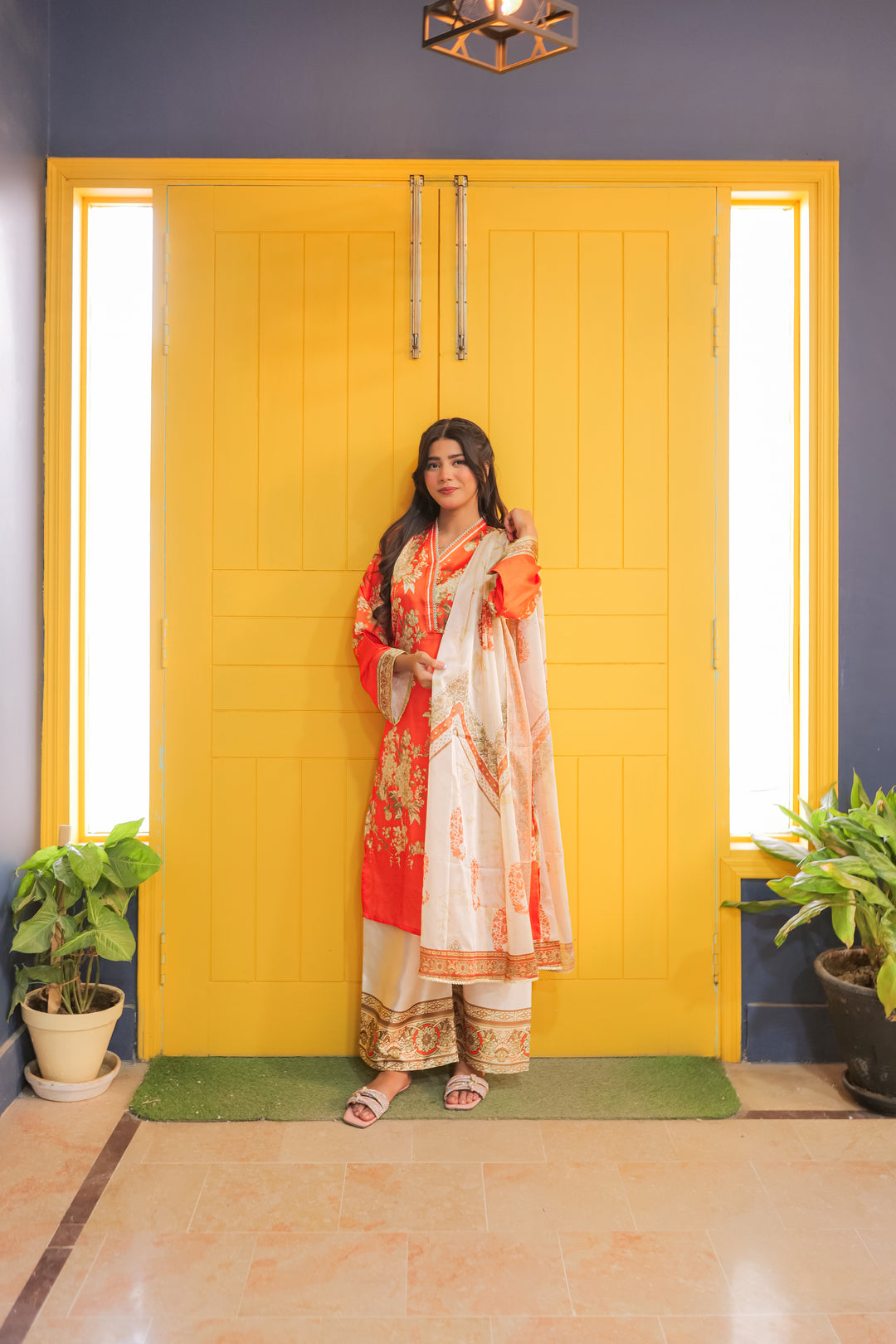 Tangerine Glow Printed Dress