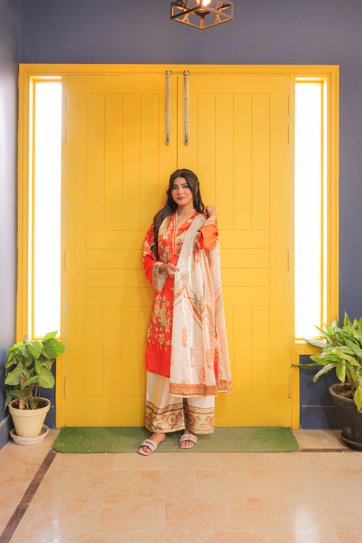 Tangerine Glow Printed Dress