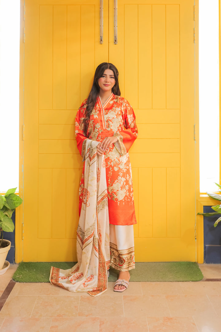 Tangerine Glow Printed Dress