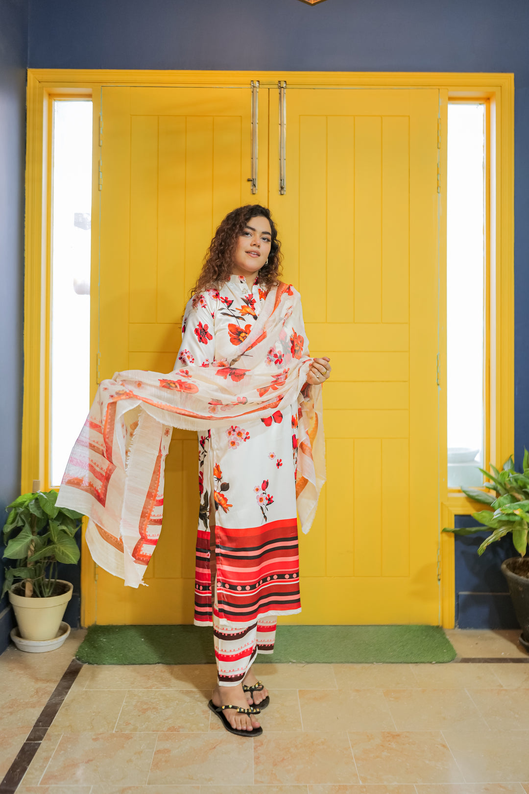 Crimson Petal Printed Dress