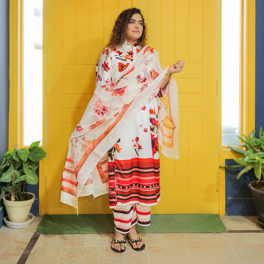 Crimson Petal Printed Dress