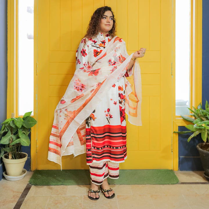 Crimson Petal Printed Dress