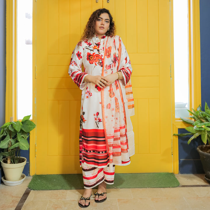 Crimson Petal Printed Dress