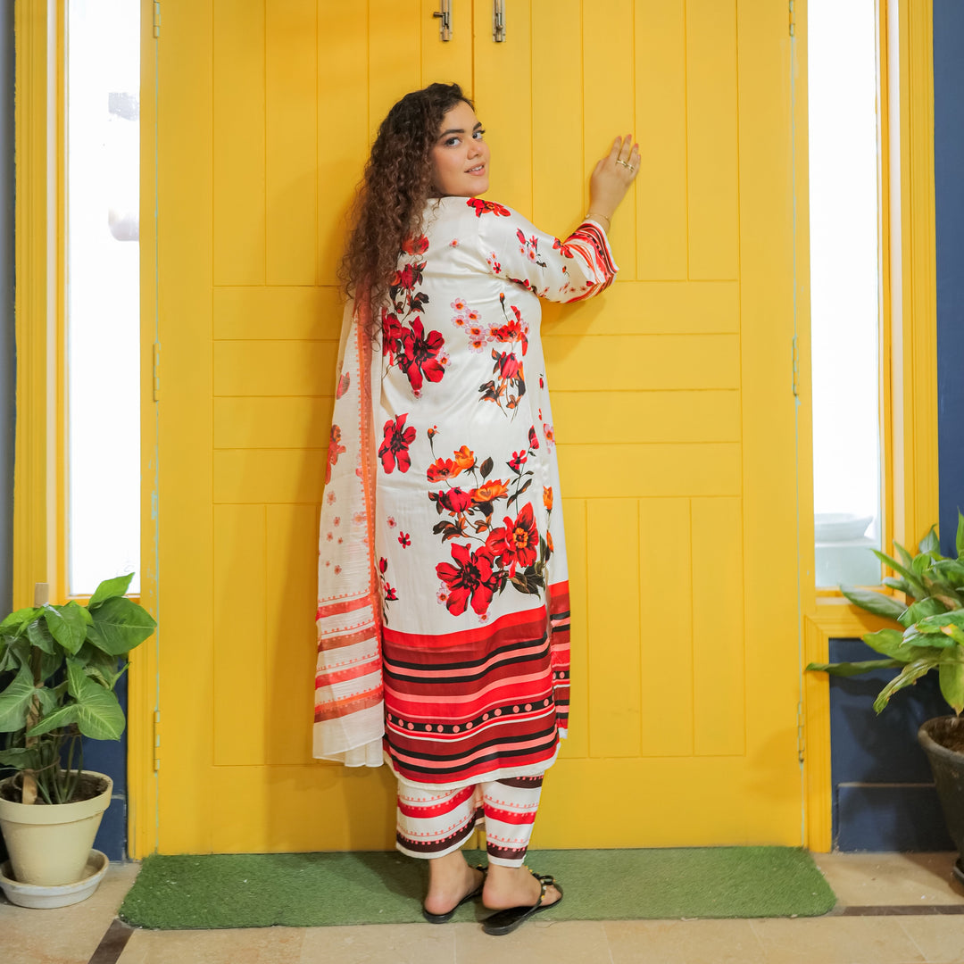 Crimson Petal Printed Dress