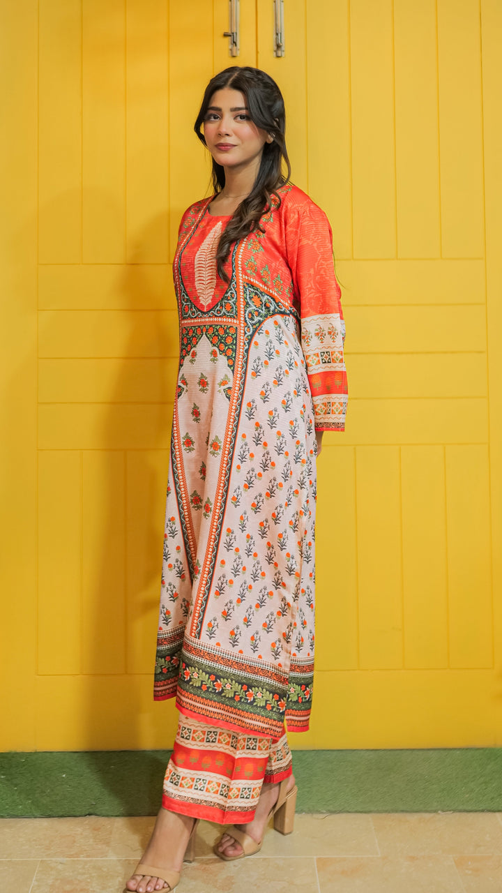 Tangerine Glow Printed Dress