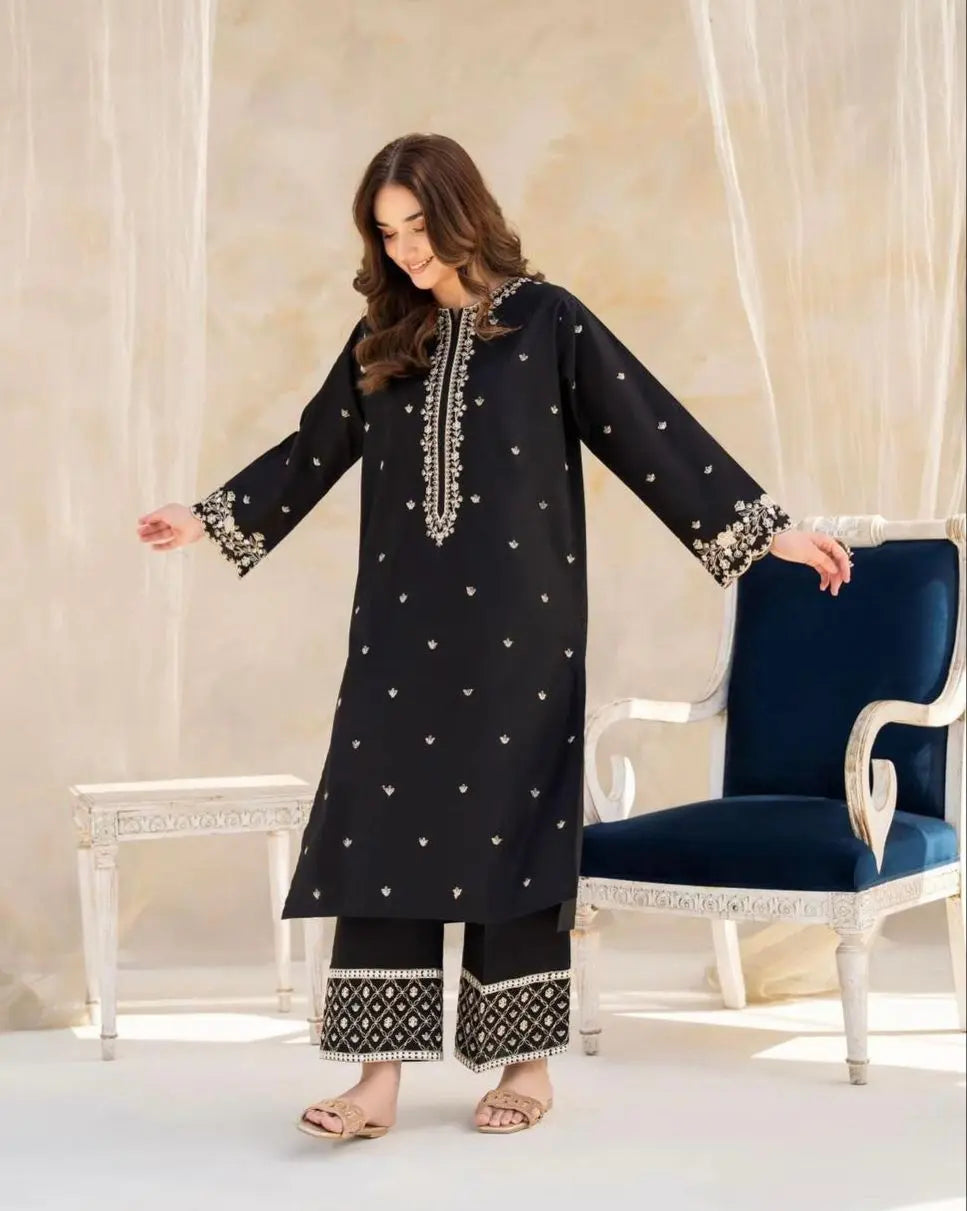 Tehzeeb Black Embroidery 2pc