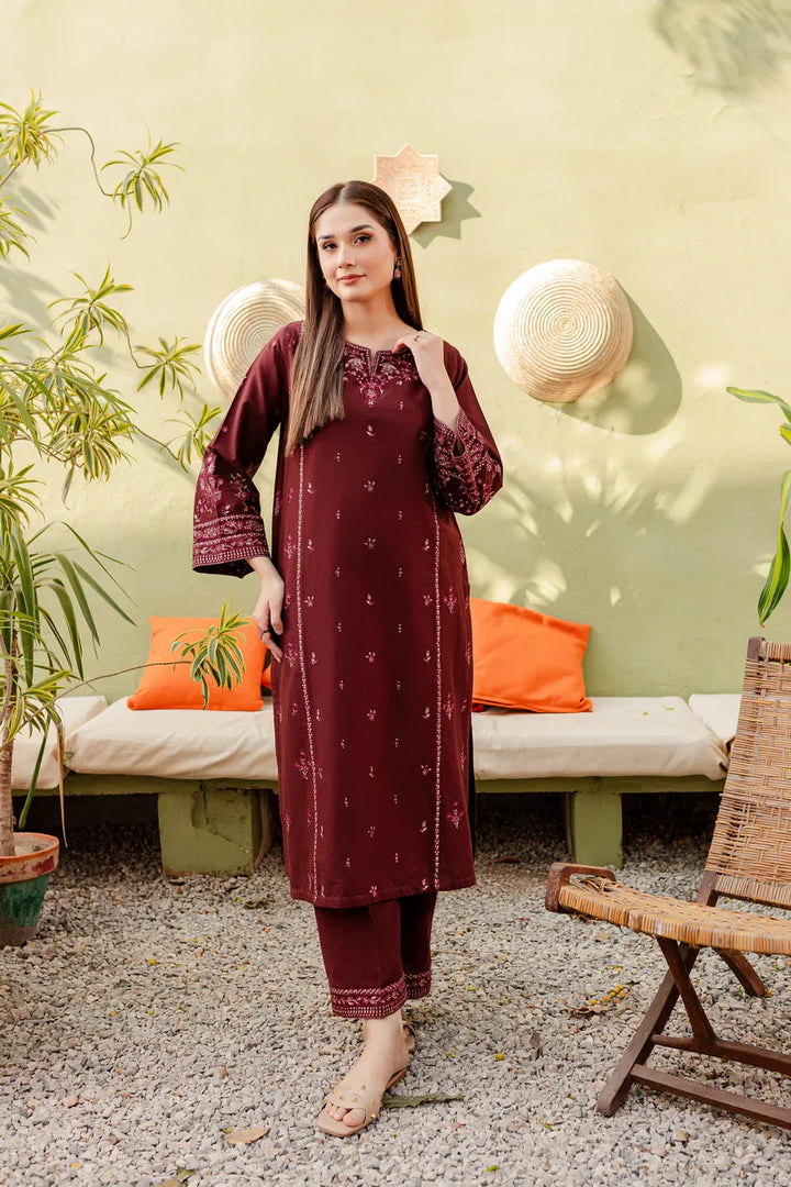 BROWN LAWN 2Pc - Embroidered Dress