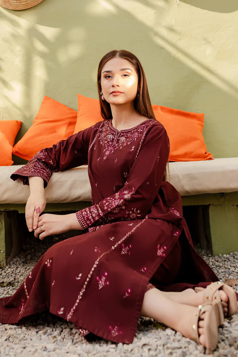 BROWN LAWN 2Pc - Embroidered Dress